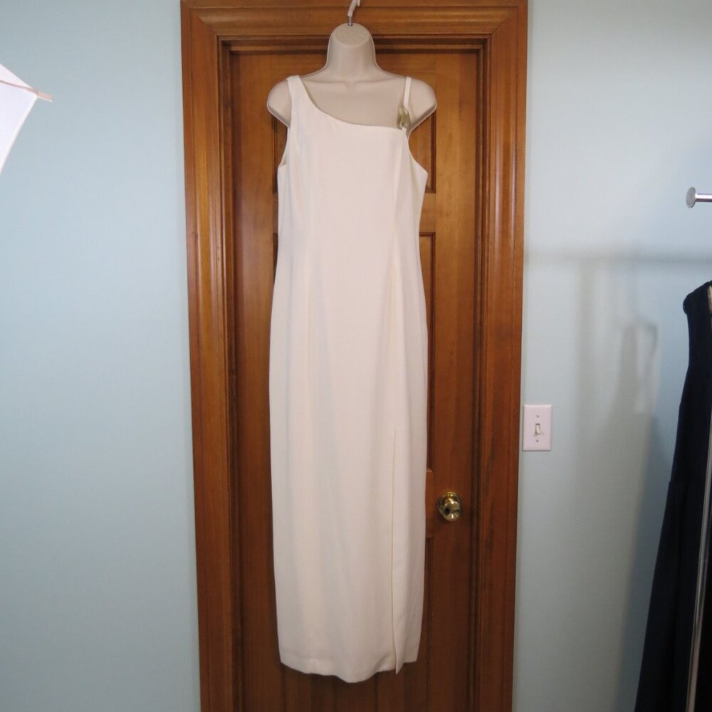 Vintage The White House Column Evening Dress Off White Lined Long Size 12